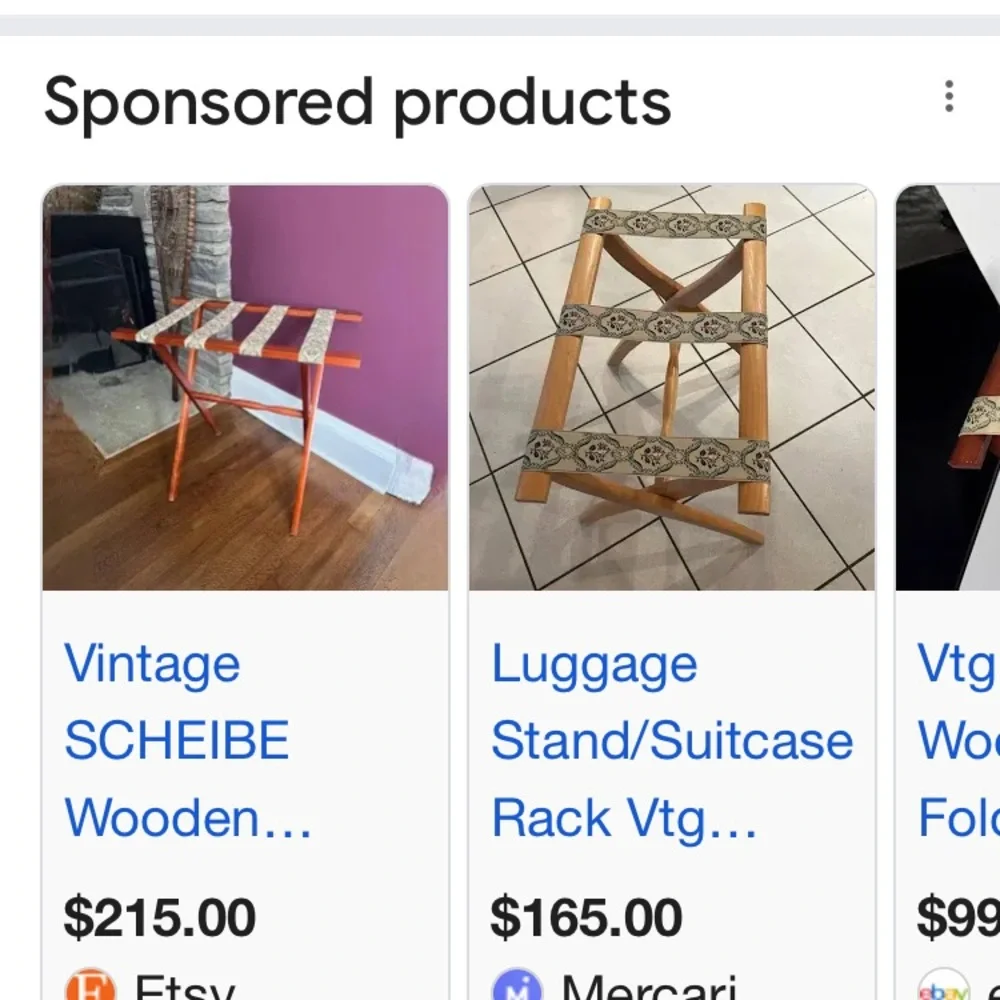 Vintage Genuine SCHEIBE Wooden Folding Luggage Suitcase Rack Stand Cottagcore